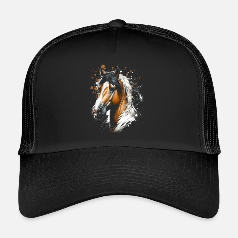 Cheval avec des touches de couleur dans un style cool Casquette trucker 
