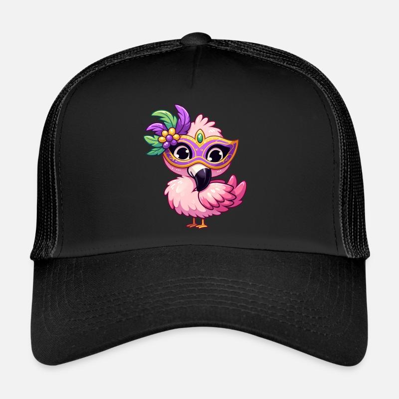 Mardi Gras Comic Flamingo - Trucker Cap - Schwarz/Schwarz
