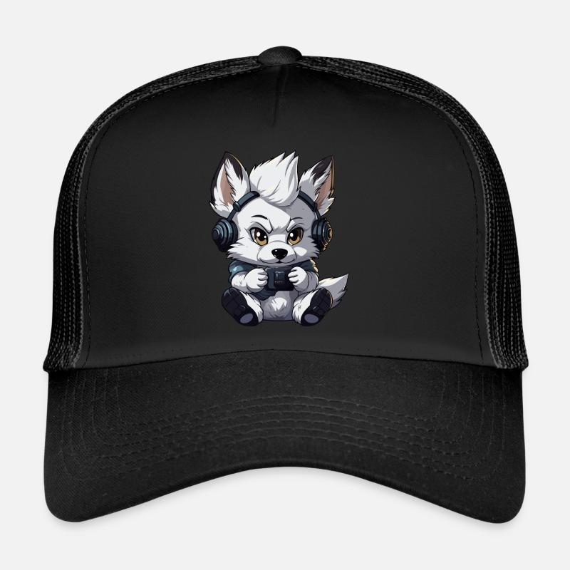 Cute Wolf Player Gaming Wolf Lover Trucker Cap