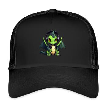 Cute Dragon Gamer Gaming Dragon Lover - Trucker Cap - black/black - Front