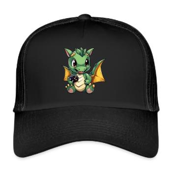 Cute Dragon Gamer Gaming Dragon Lover - Trucker Cap - black/black - Front