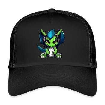 Cute Dragon Gamer Gaming Dragon Lover - Trucker Cap - black/black - Front
