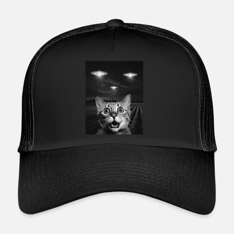 Drôle De Chats Selfie Devant Des OVNI Chat OVNI Casquette trucker 