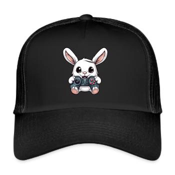 Cute Rabbit Player Gaming Bunny Lover - Trucker Cap - black/black - Front