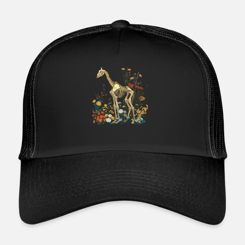 Giraffe Flower Skeleton Flower Animal Trucker Cap