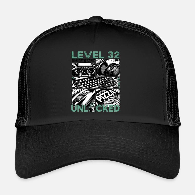Birthday Level 32 Unlocked Gaming & Gamer Trucker Cap