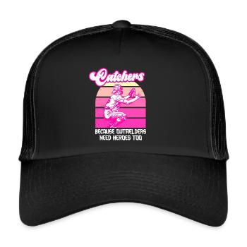 Catcher Softball Lover Bat Ball - Trucker Cap - black/black - Front