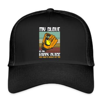 Catcher Softball Lover Bat Ball - Trucker Cap - black/black - Front