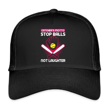 Catcher Softball Lover Bat Ball - Trucker Cap - black/black - Front