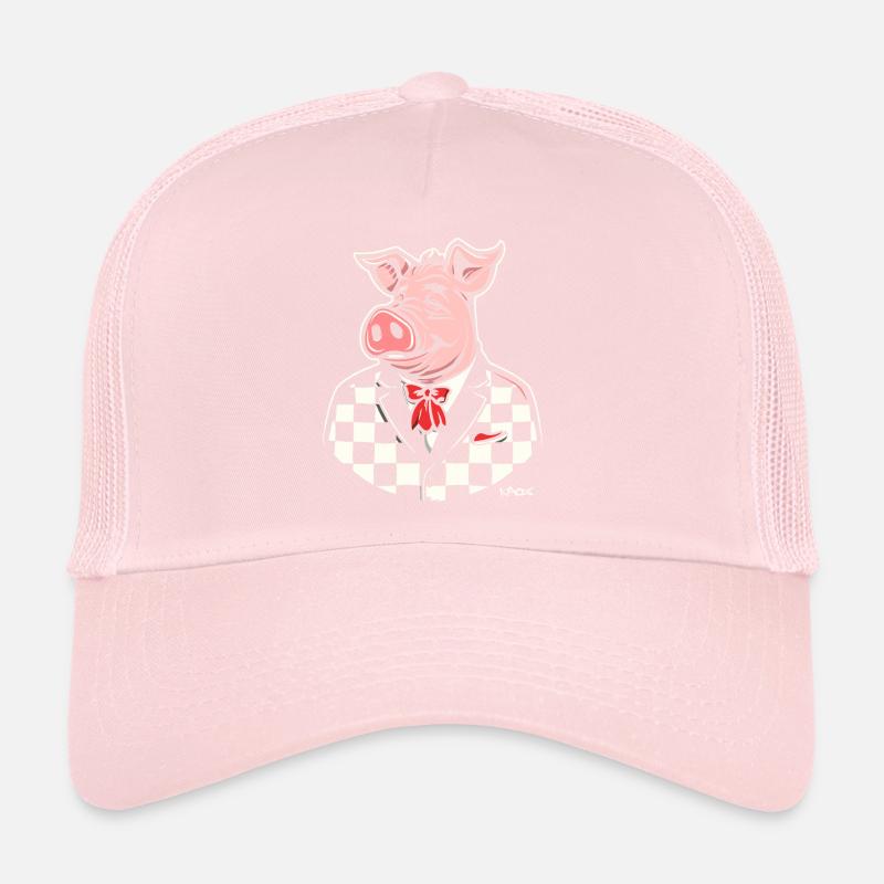 Checker, un cochon potelé dans le style des années 50 Casquette trucker 