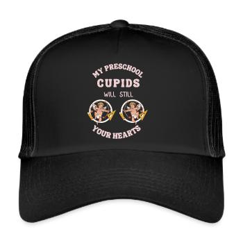 Valentine Teacher Pre School Cupids Steal Hearts - Trucker Cap - black/black - Front