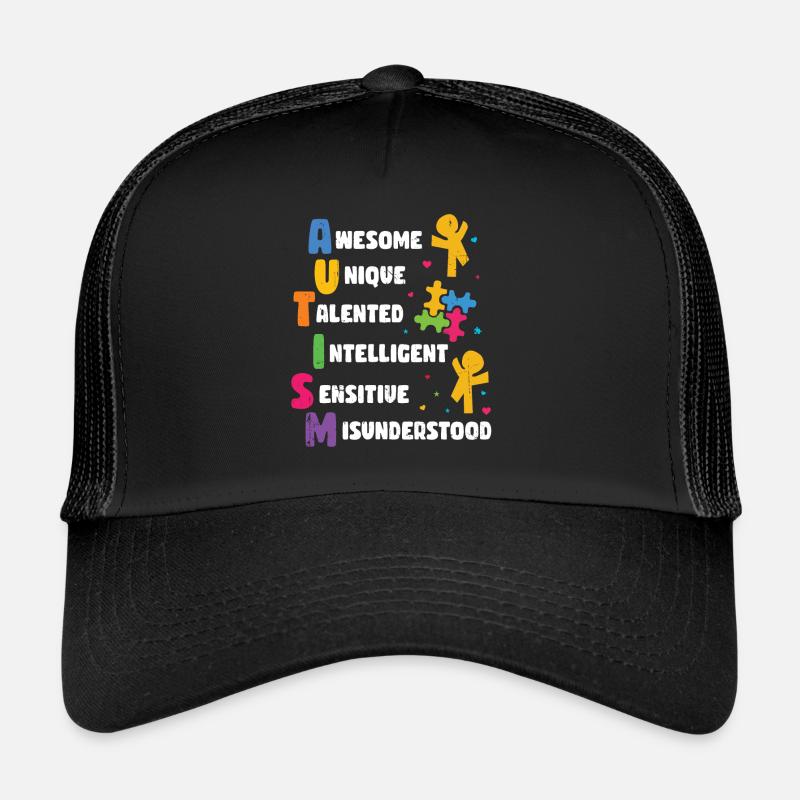 Autisme - Casquette trucker  - noir/noir