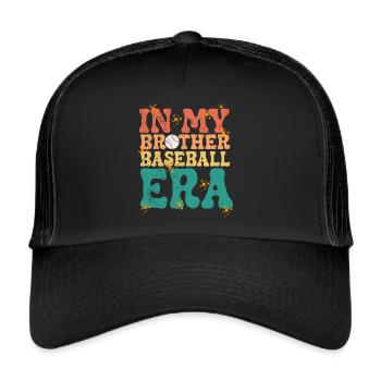 Bruder Baseball Fan Spielt Baseball Lustige Jungs - Trucker Cap - Schwarz/Schwarz - Vorne