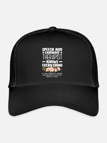 Speech therapist, speech therapist, speech therapist - Trucker Cap - black/black - Front