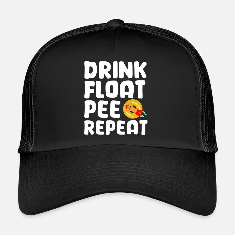 Drink Float Pee Repeat River Floating Tube Trucker Cap