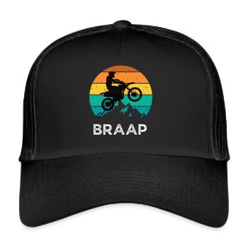 Moto Dirt Bike Pour Motard Rétro - Casquette trucker  - noir/noir - Devant