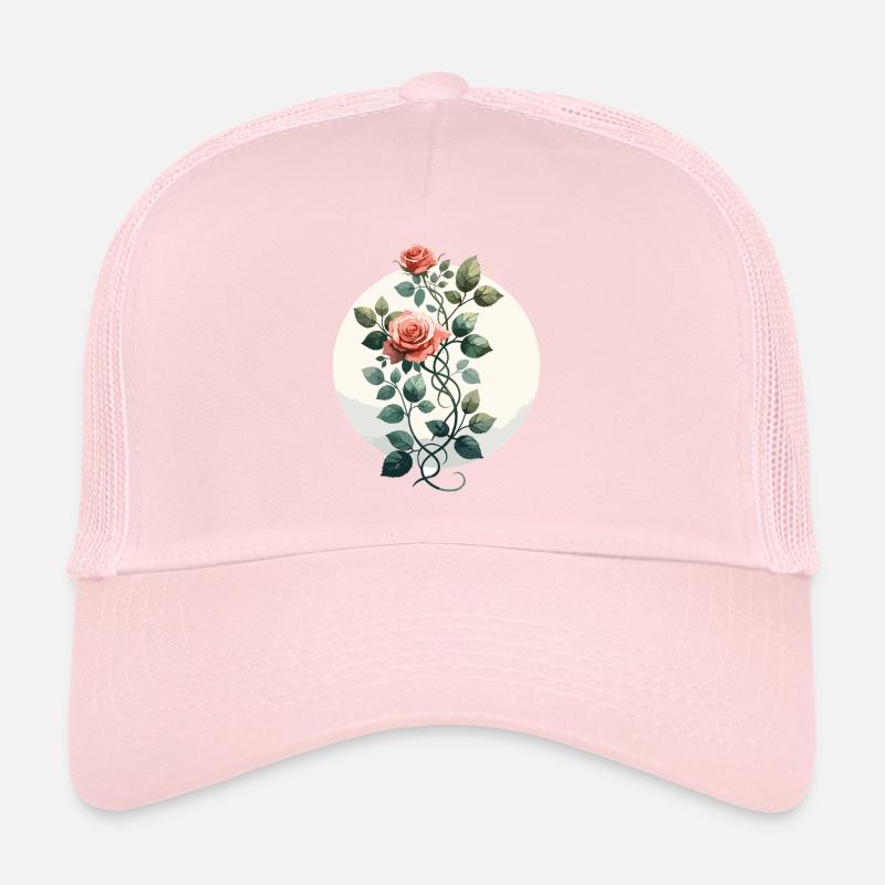 Rose Vine Drawn Trucker Cap