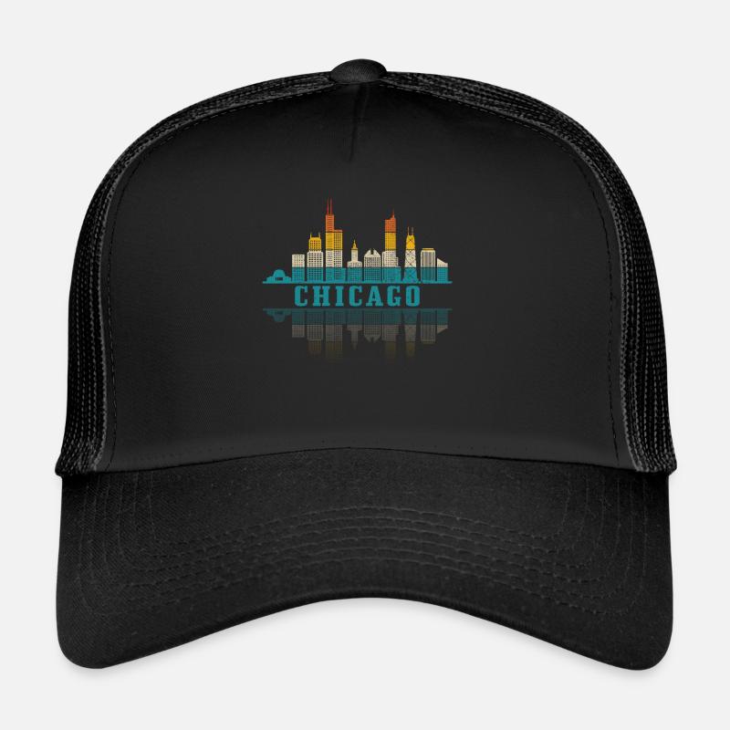Chicago Illinois Souvenir Geschenk - Trucker Cap - Schwarz/Schwarz