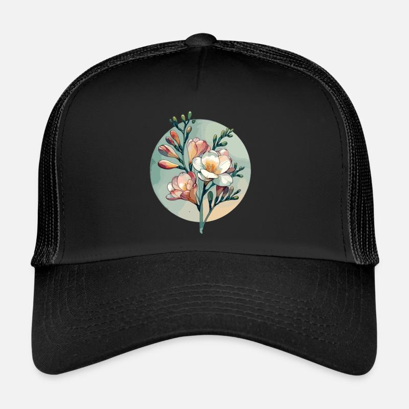 Freesia Drawn - Trucker Cap - black/black