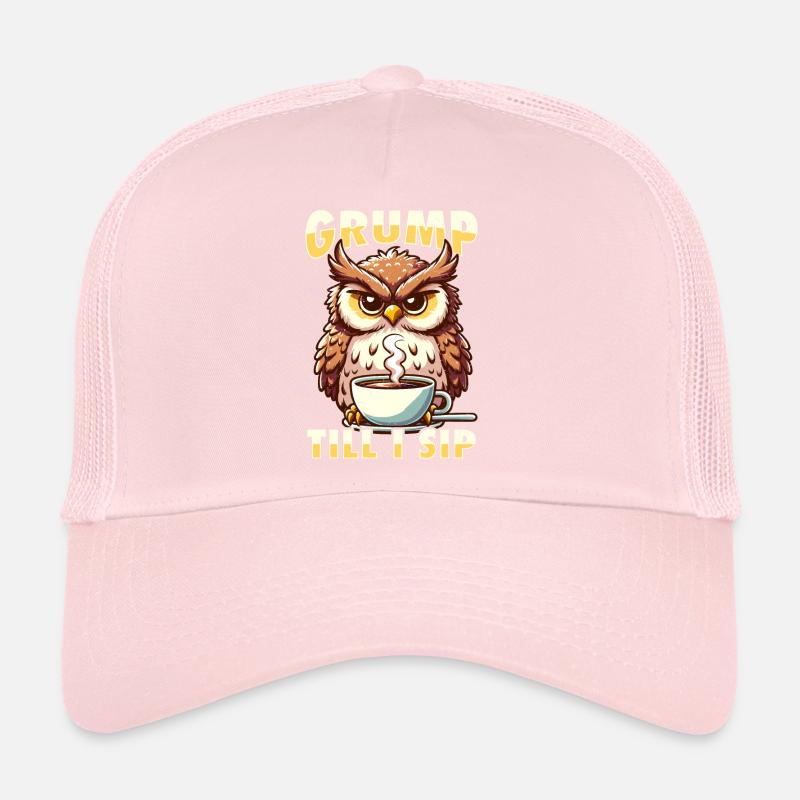 Grumpy Owl With Coffee Morning Mood Trucker Cap