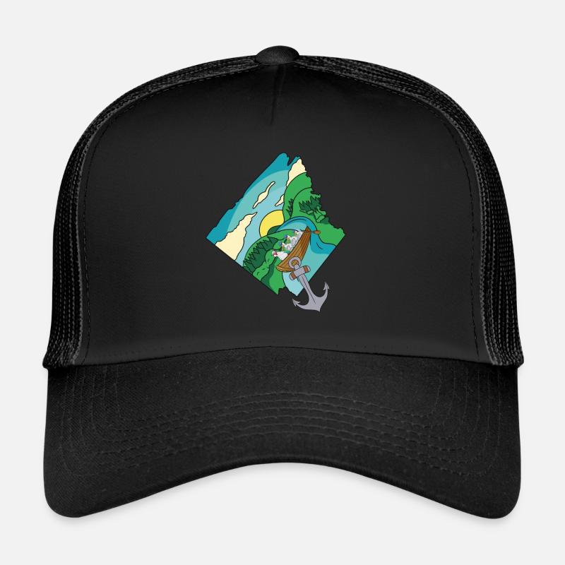 Granny Chicken Boat Down the Brook Fantasy Poultry Excursion Trucker Cap