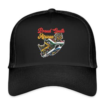 Fierté de l’Afrique du Sud Johannesburg Drapeau sud-africain - Casquette trucker  - noir/noir - Devant