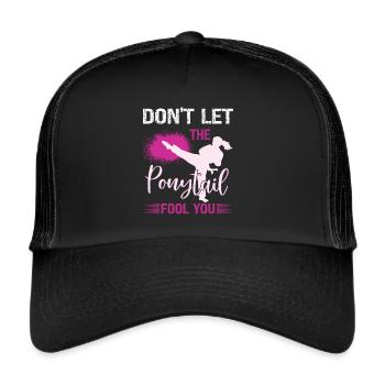 Karate Girl Martial Arts Women Karate Kick - Trucker Cap - Schwarz/Schwarz - Vorne