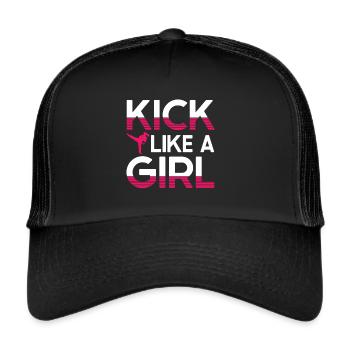 Karate Girl Martial Arts Women Karate Kick - Trucker Cap - Schwarz/Schwarz - Vorne