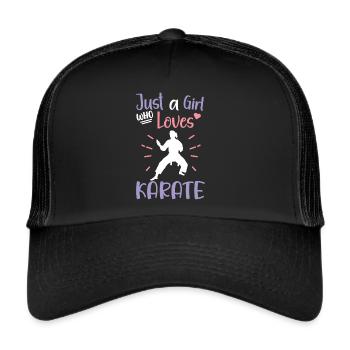 Karate Girl Martial Arts Women Karate Kick - Trucker Cap - Schwarz/Schwarz - Vorne