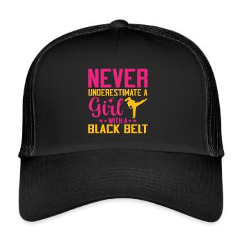 Karate Girl Martial Arts Women Karate Kick - Trucker Cap - Schwarz/Schwarz - Vorne