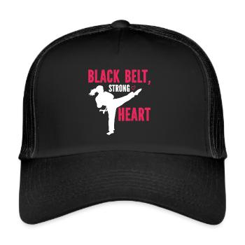 Karate Girl Martial Arts Women Karate Kick - Trucker Cap - Schwarz/Schwarz - Vorne