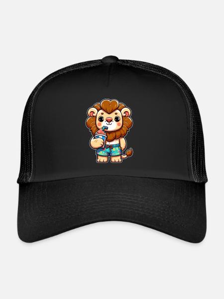 childishly designed lion - Trucker Cap - black/black