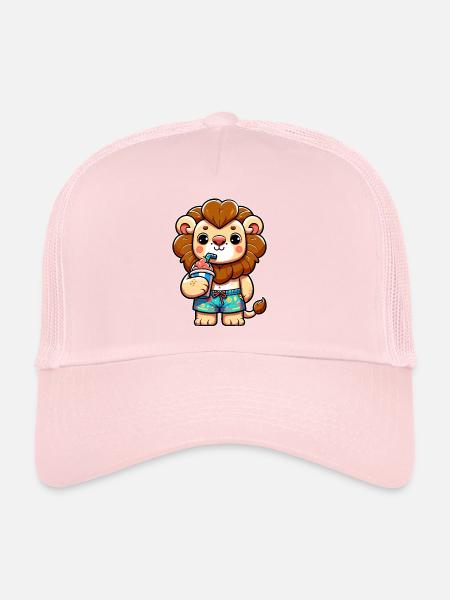 kindlich gestaltete Löwe - Trucker Cap - Hellrosa - Vorne
