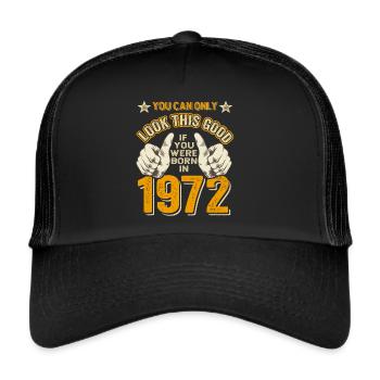 Anniversaire 1972 Né en 1972 né en 1972 - Casquette trucker  - noir/noir - Devant