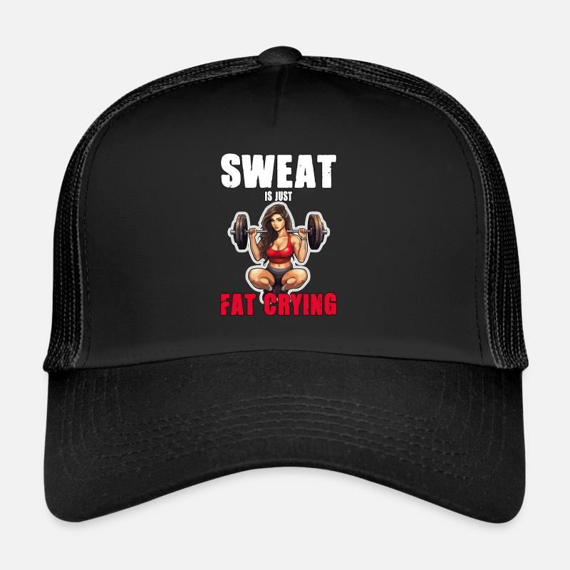 Lustige Katze Workout Sweat Is Just Fat Crying Trucker Cap