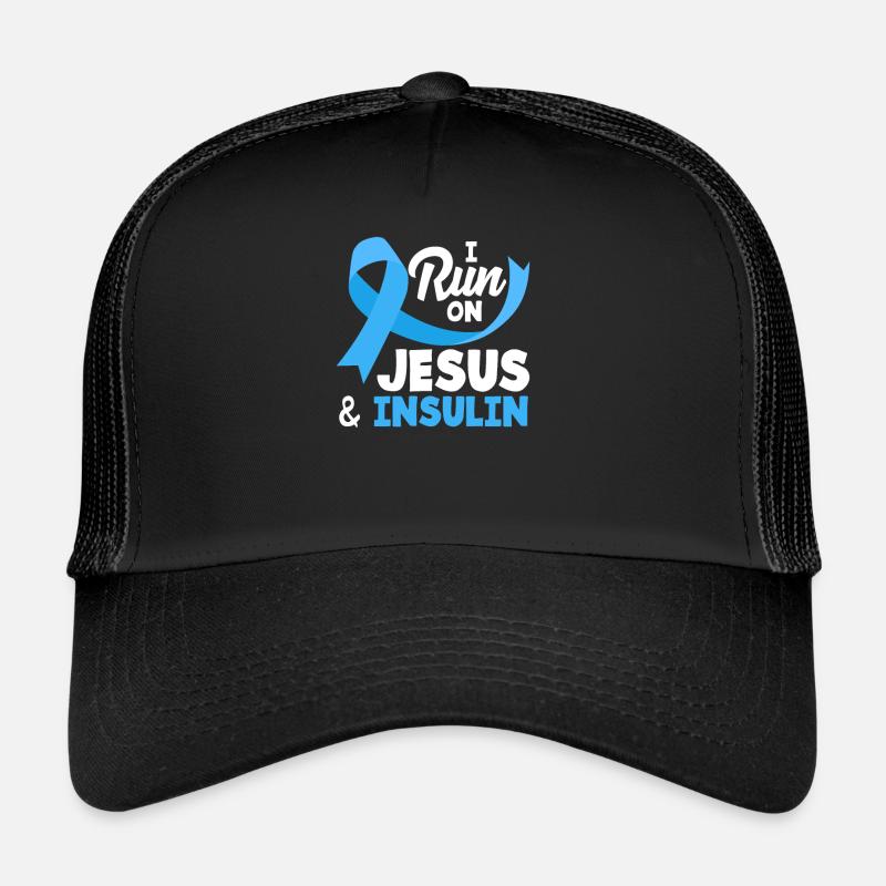 T1D Diabetes Typ 1 Diabetiker Geschenk - Trucker Cap - Schwarz/Schwarz