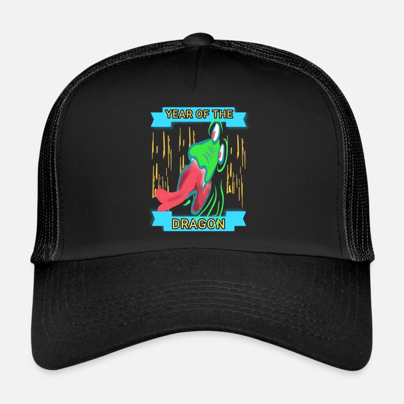 Jahr des Drachens 2024 - Trucker Cap - Schwarz/Schwarz