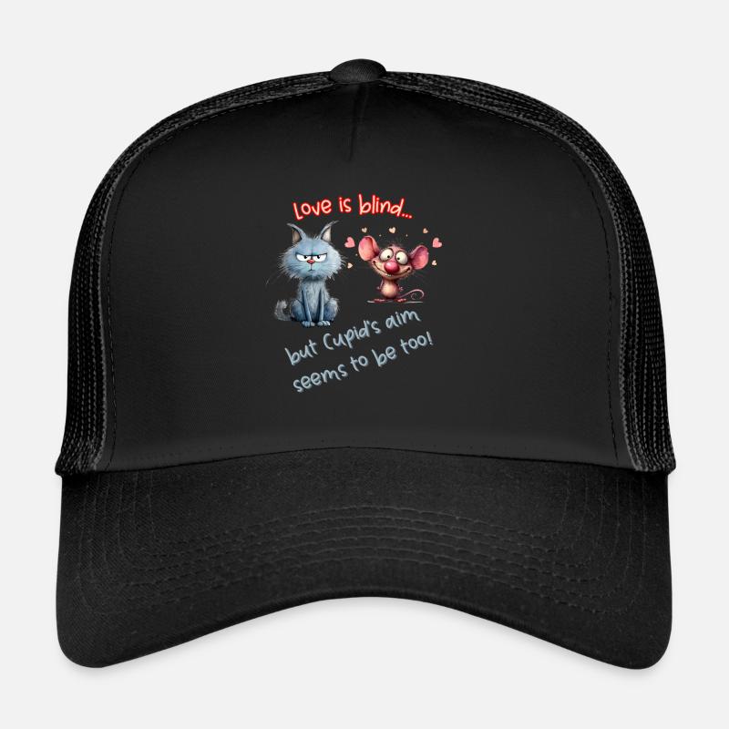 L’amour est aveugle... mais l’objectif de Cupidon semble l’être aussi ! - Casquette trucker  - noir/noir