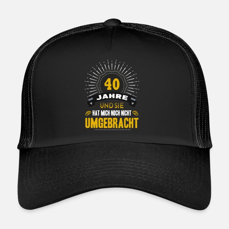 40 Hochzeitstag Mann 40 Jahre Ehe Rubinhochzeit - Trucker Cap - Schwarz/Schwarz