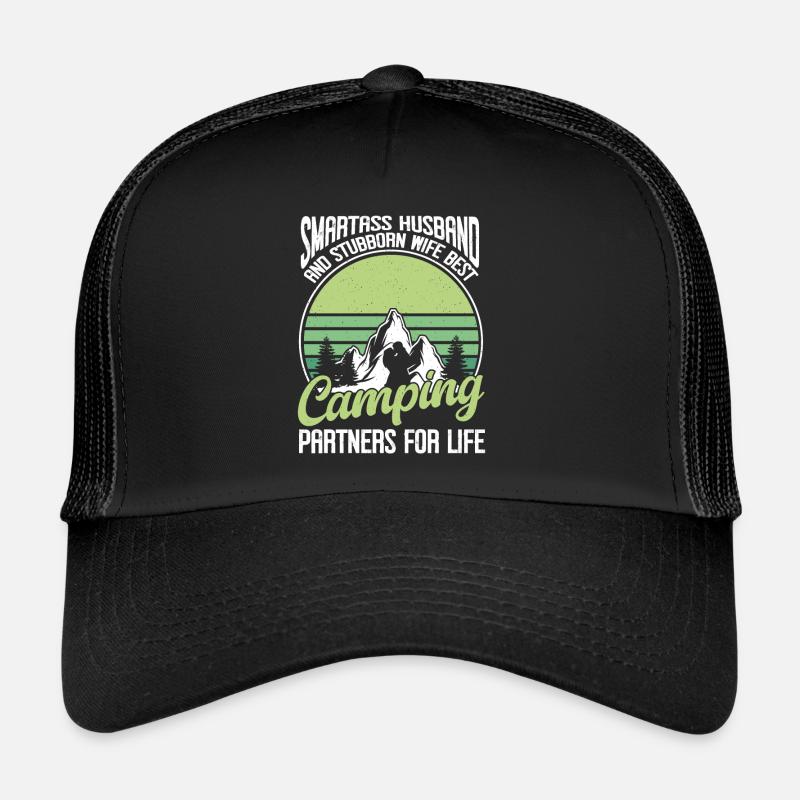 Husband And Wife Camping Partner Couple Matching Trucker Cap