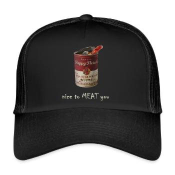 Happy Fleisch Dose - Nice to MEATyou - Trucker Cap - Schwarz/Schwarz - Vorne