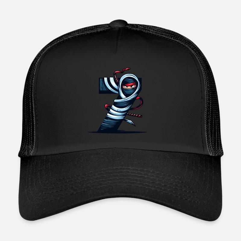Ninja 7. Geburtstag - Trucker Cap - Schwarz/Schwarz