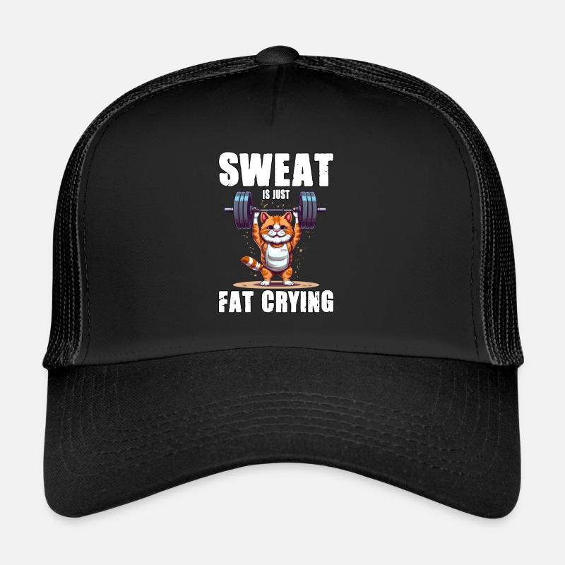 Lustige Katze Workout Sweat Is Just Fat Crying Trucker Cap