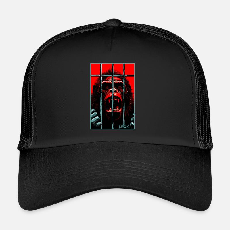 Libérez le singe chimpanzé - Casquette trucker - noir/noir