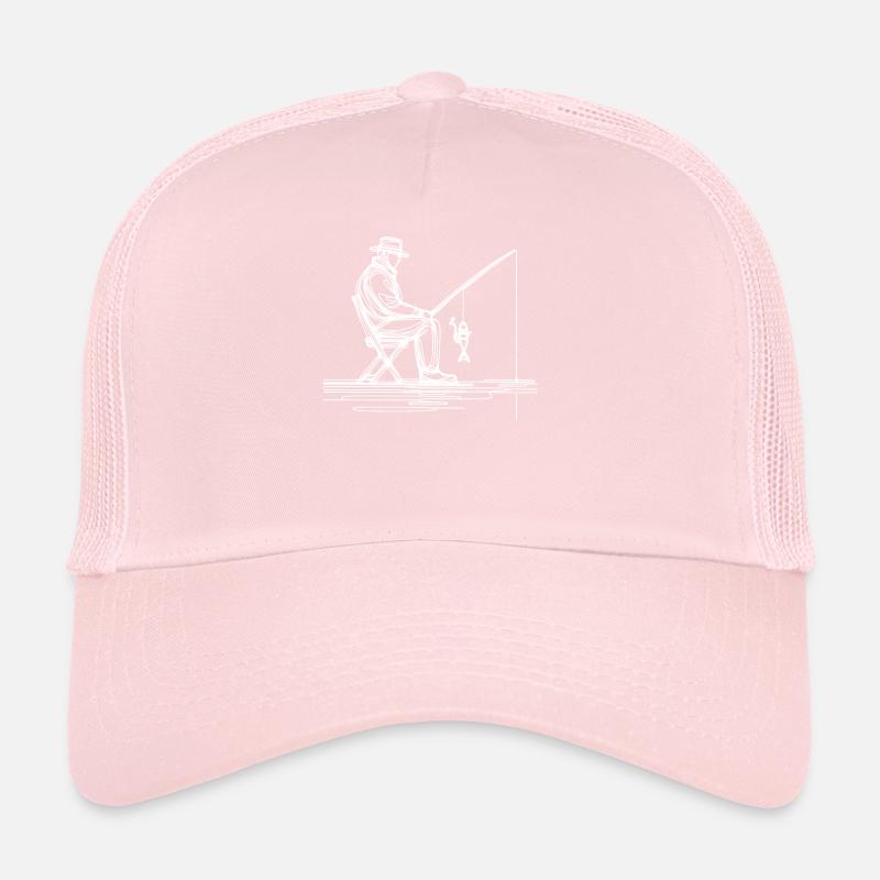 Line Art Pêche Sur Glace Poisson Pêcheur Pêcheur Casquette trucker 