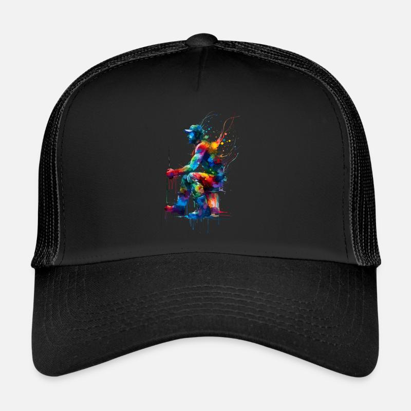 Bunte Splash Art Eisfischen Fischfischer Fischer Trucker Cap