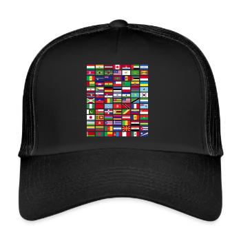 Alle Länder Flaggen Der Welt 287 Flagge - Trucker Cap - Schwarz/Schwarz - Vorne
