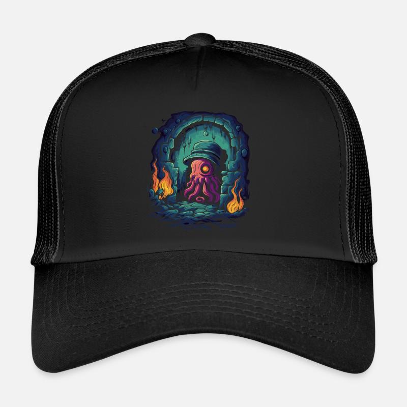 Deep Dark Dungeon Detective Octopus Trucker Cap