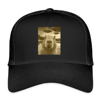 Funny Capybara Selfie - Trucker Cap - black/black - Front