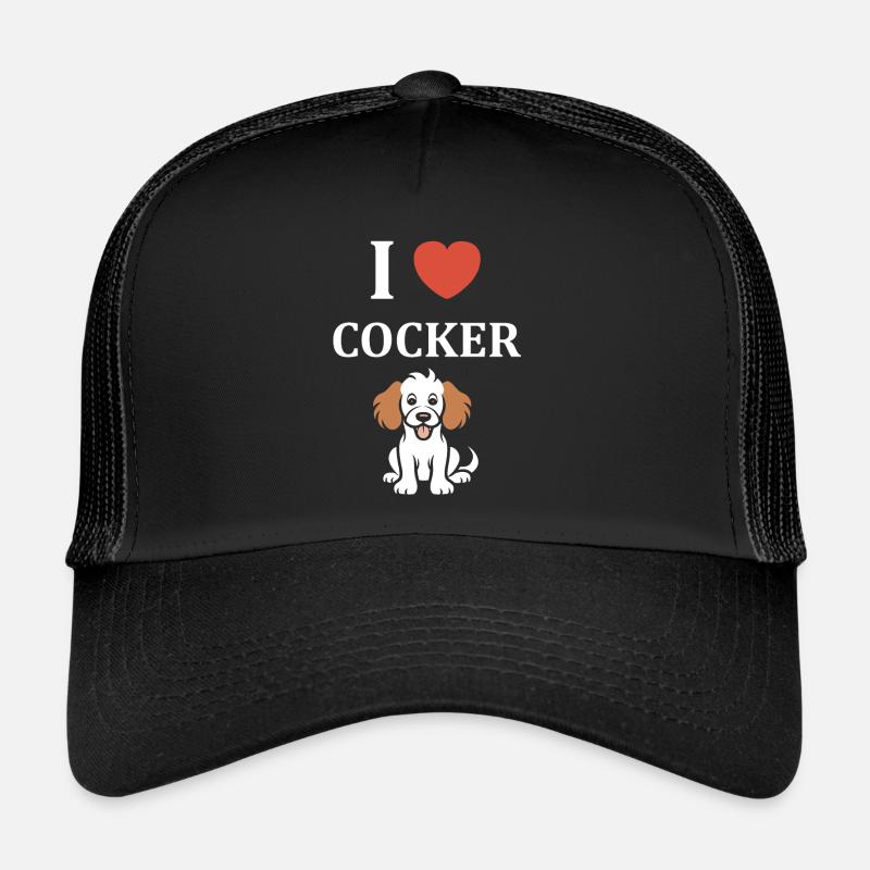 Humour Chien cocker - Casquette trucker  - noir/noir